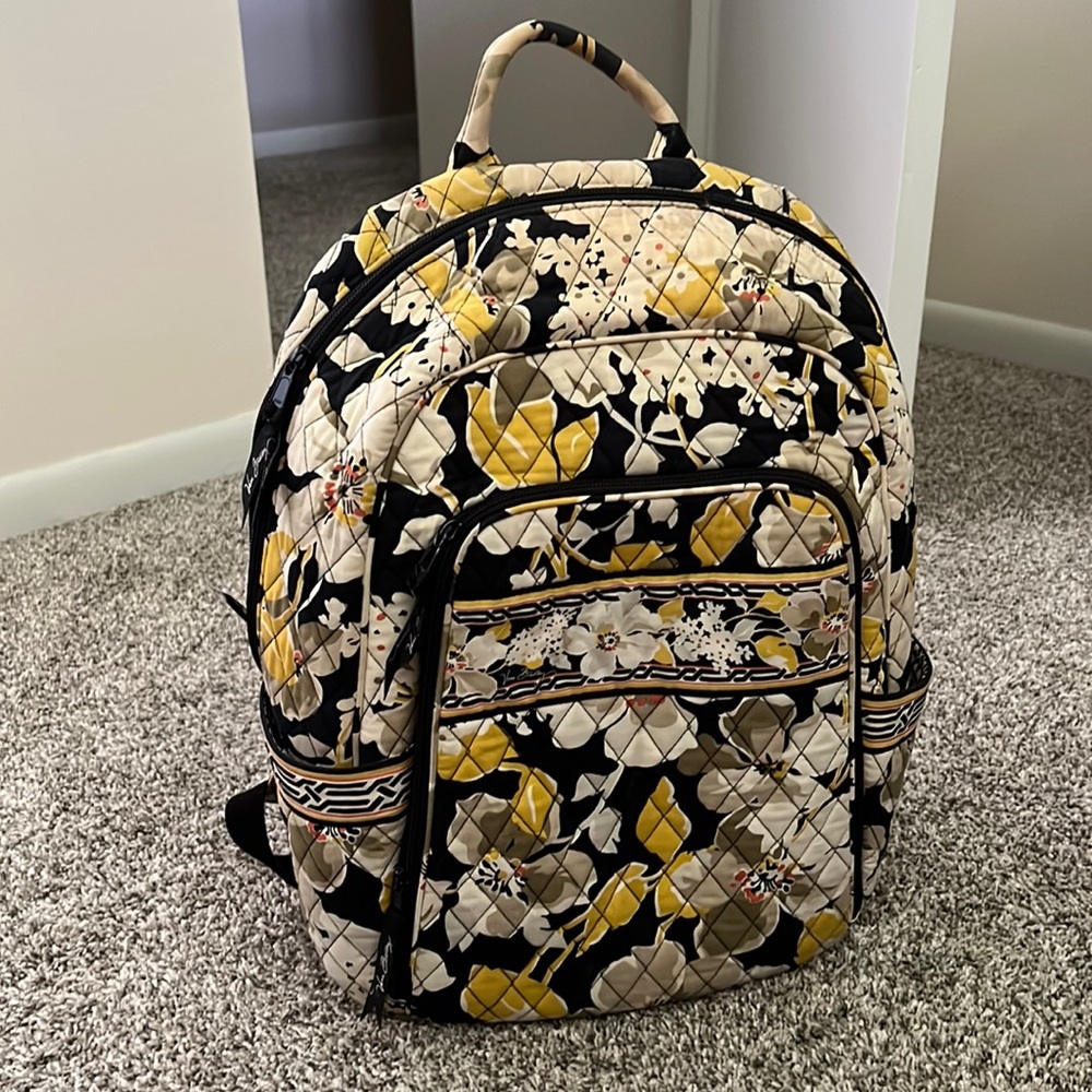 Vera Bradley Floral Backpack - Yellow, Black, Cream